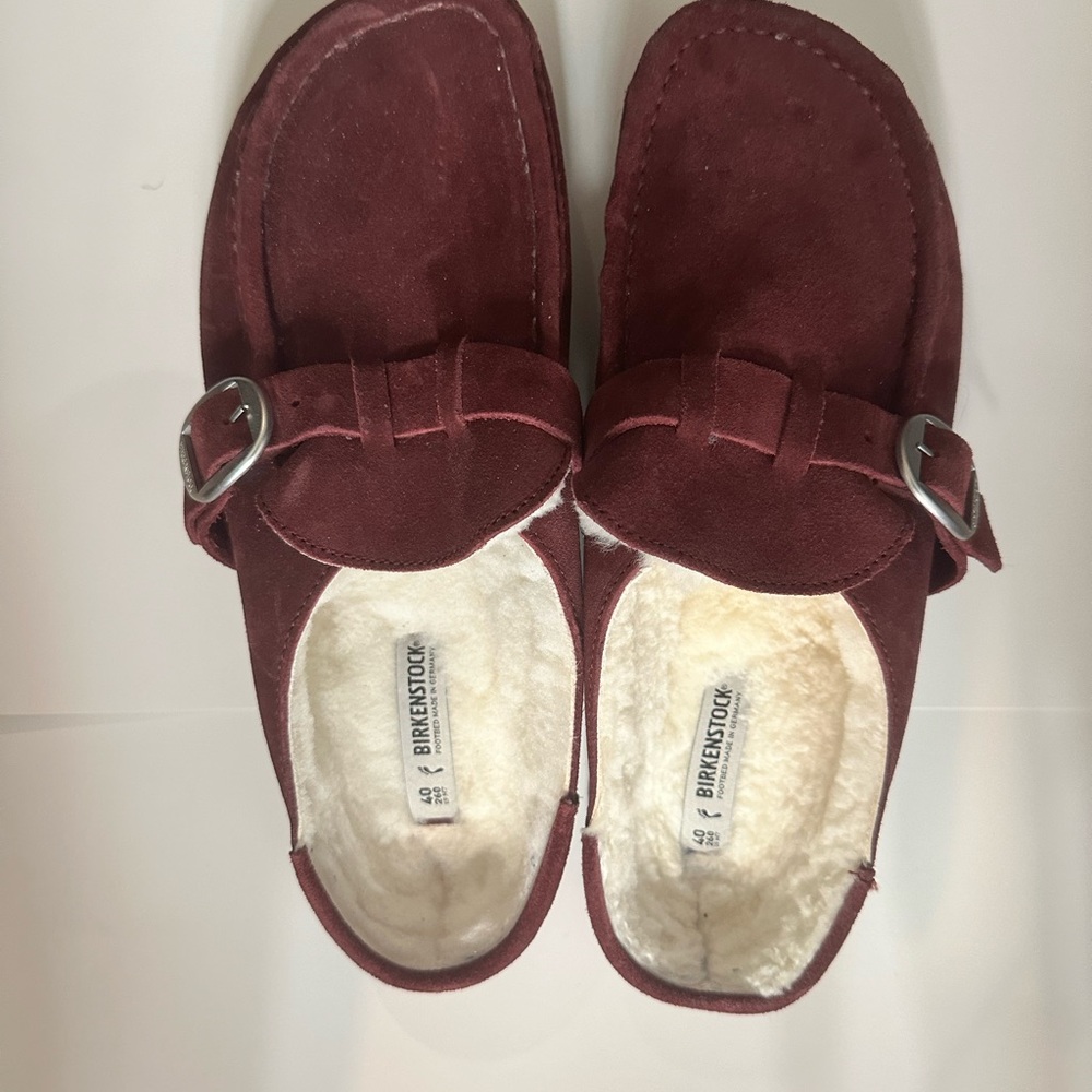 Birkenstock Burgundy Suede Slip-Ons